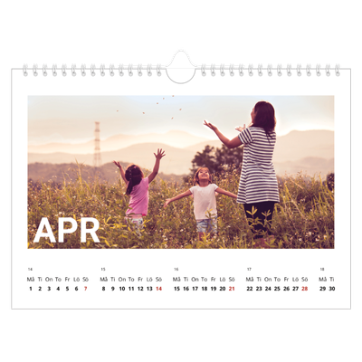 Fotokalender A4 Enkel — Stor månad [April]