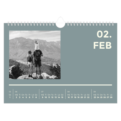 Fotokalender A4 Enkel — Modern och djärv [Februari]