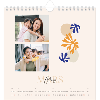 Årskalender kvadratisk — Minimalistisk korall [Mars]