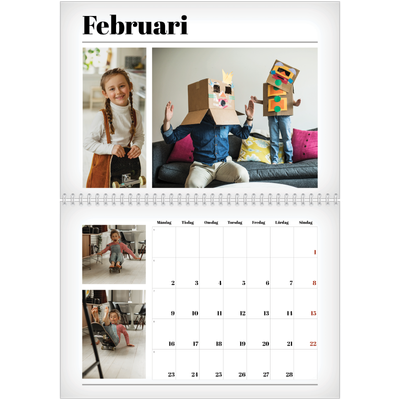 Fotokalender A3 Klassisk (30 x 40 cm) — Tidningsstil [Februari]