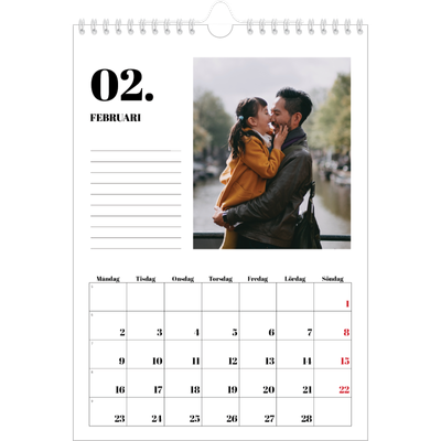 Fotokalender A4 Enkel (20 x 30 cm) — Serif och ögonblick [Februari]