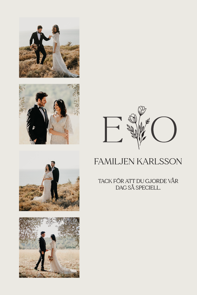 Tack — Initialer i blom