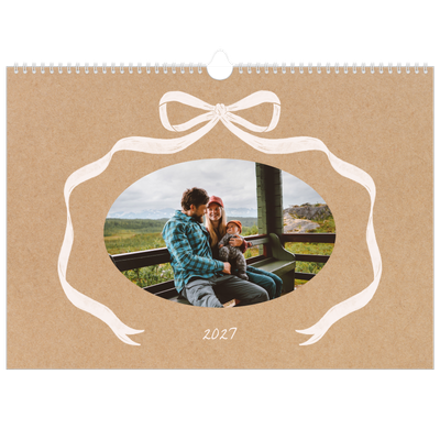 Fotokalender A3 Enkel — Kraft och rosett [omslag]