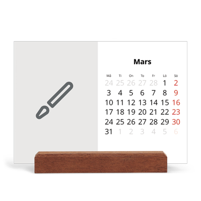 Skrivbordskalender med träställ - Liggande  — Designa din egna fotoprodukt [Mars]