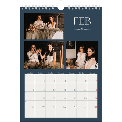 Fotokalender A4 Enkel (20 x 30 cm) — Skiffer & seriffer [Februari]
