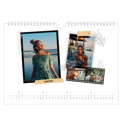 Fotokalender A4 Enkel — Scrapbook stil [Januari]
