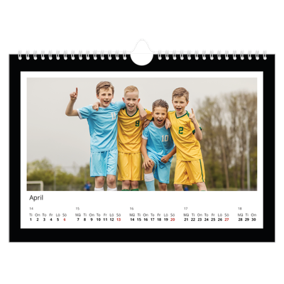 Fotokalender A4 Enkel — Svart bakgrund [April]