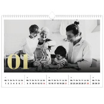 Fotokalender A3 Enkel — Stora nummer i glitter
