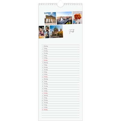 Fotokalender Smal  — Stadssemester (vit) [Februari]