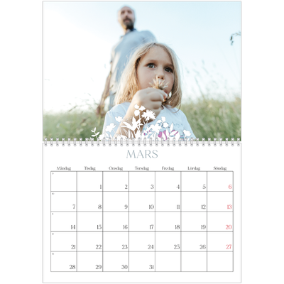 Fotokalender A3 Klassisk (30 x 40 cm) — Blommotiv [Mars]