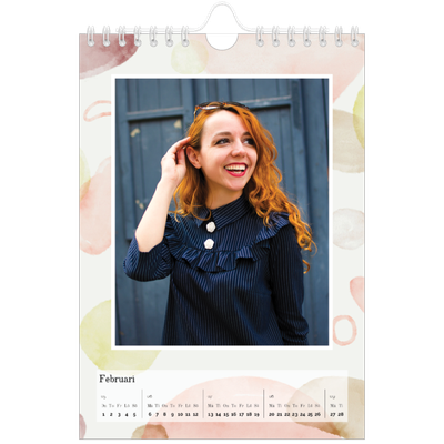 Fotokalender A5 Enkel — Akvarell former [Februari]