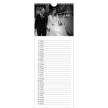 Fotokalender Smal (15x40cm) — Elegant skrift