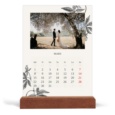 Skrivbordskalender med träställ - Stående — Bläck & murgröna [Mars]