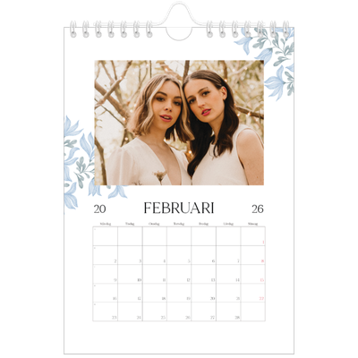 Fotokalender A5 Enkel — Elegant blommig [Februari]