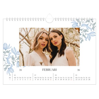 Fotokalender A4 Enkel — Elegant blommig [Februari]