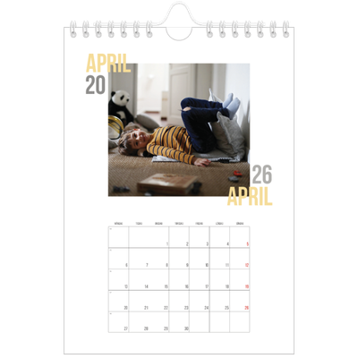 Fotokalender A5 Enkel — Dubblett text [April]
