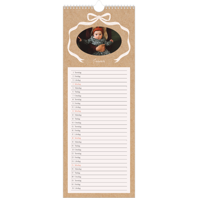 Fotokalender Smal  — Kraft och rosett [Januari]