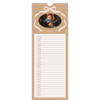 Fotokalender Smal (15x40cm) — Kraft och rosett