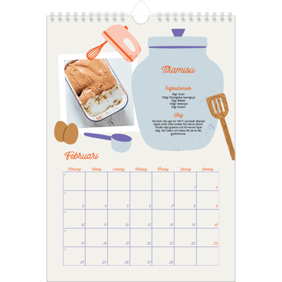 Fotokalender A4 Enkel (20 x 30 cm) — Året i recept [Februari]