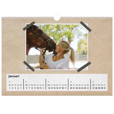 Fotokalender A3 Enkel — Naturmaterial och tejp [Januari]