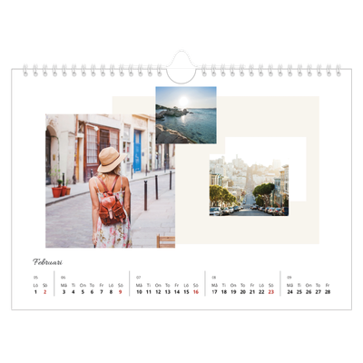 Fotokalender A4 Enkel — Pastell färger [Februari]