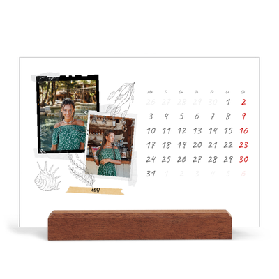 Skrivbordskalender med träställ - Liggande  — Scrapbook stil [omslag]