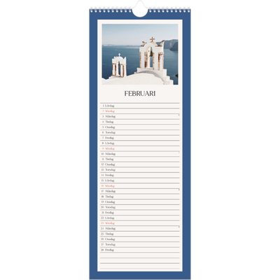 Fotokalender Smal  — Klassiska färger [Februari]