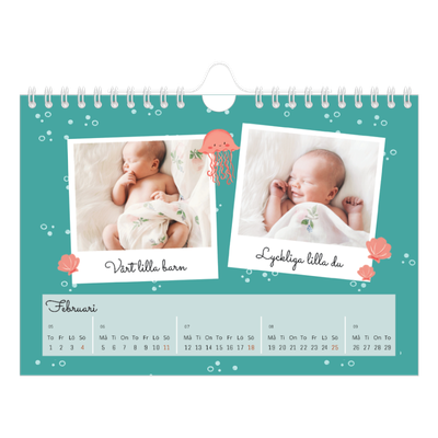 Fotokalender A5 Enkel — Söta djur [Februari]