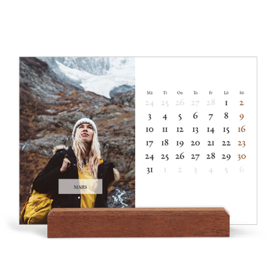 Skrivbordskalender med träställ - Liggande  — Klassisk kalender [Mars]