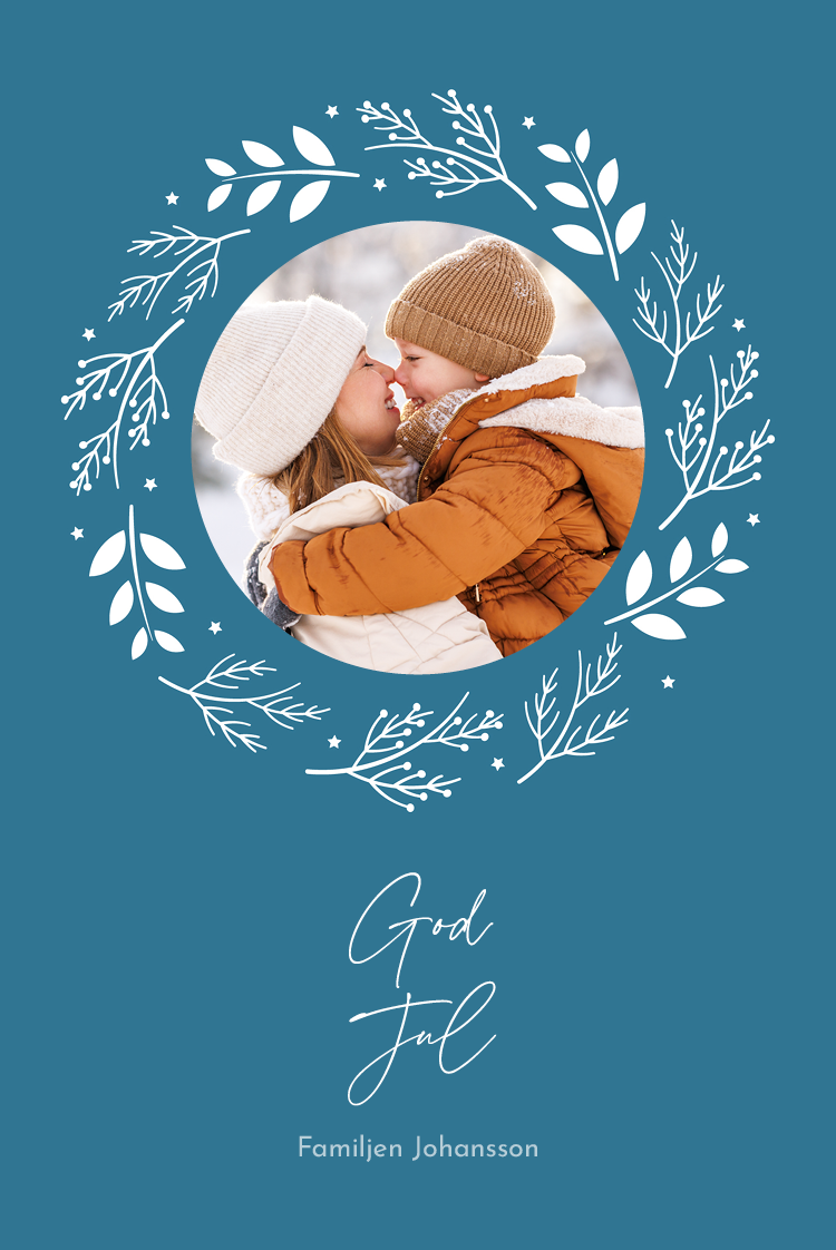 Fotokort — Vinterkransram - blå