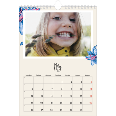 Fotokalender A4 Enkel (20 x 30 cm) — Målade blommor [Maj]
