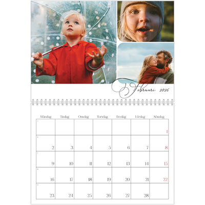 Fotokalender A3 Klassisk (30 x 40 cm) — Ögonblicksbilder och skrift [Februari]