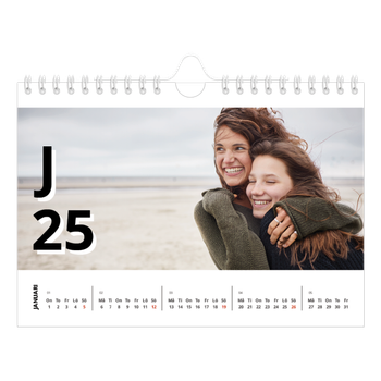 Fotokalender A5 Enkel — Bokstäver och tal