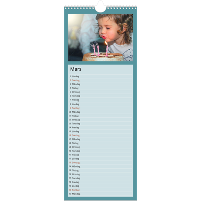 Fotokalender Smal  — Snygga färger [Mars]