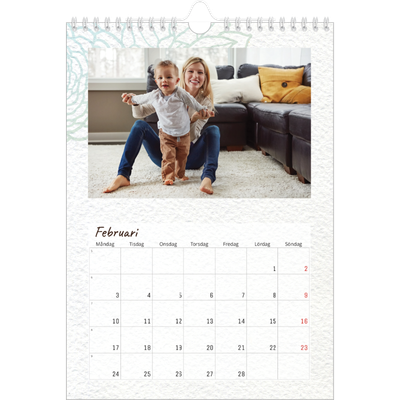 Fotokalender A4 Enkel (20 x 30 cm) — Blompapper [Februari]