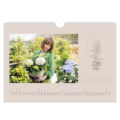 Fotokalender A4 Enkel — Enkel botanisk [Mars]