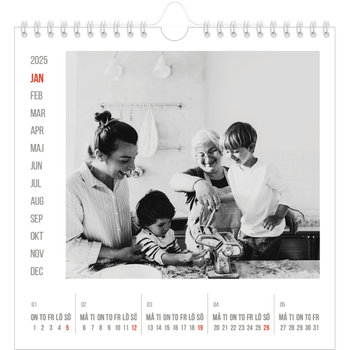 Fotokalender Kvadratisk — Röda höjdpunkter
