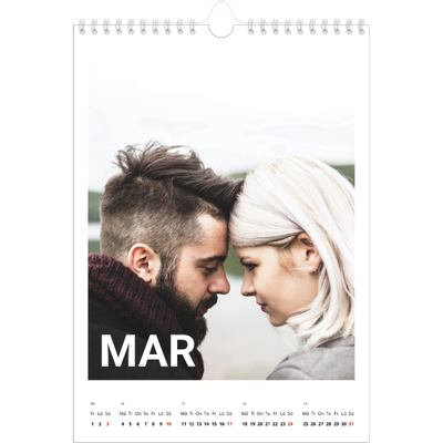 Fotokalender A4 Enkel (20 x 30 cm) — Stor månad [Mars]