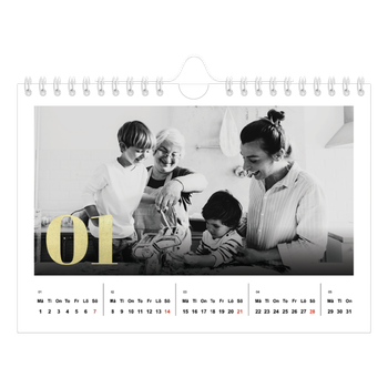 Fotokalender A5 Enkel — Stora nummer i glitter
