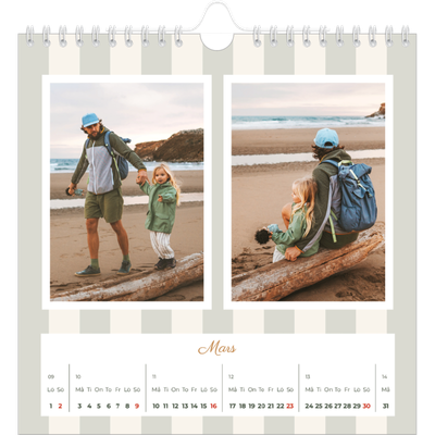 Årskalender kvadratisk — Skrift och ränder [Mars]