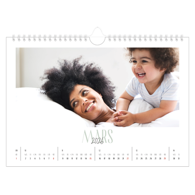 Fotokalender A4 Enkel — Flera typsnitt [Mars]