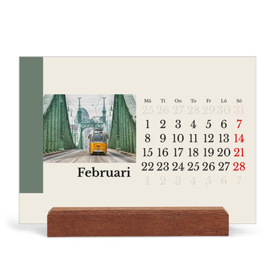 Skrivbordskalender med träställ - Liggande  — Världens sevärdheter [Februari]
