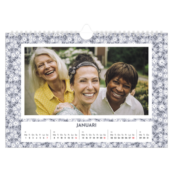 Fotokalender A4 Enkel — Blomstermönster