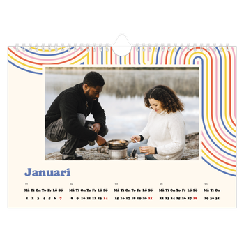 Fotokalender A4 Enkel — Retro ränder