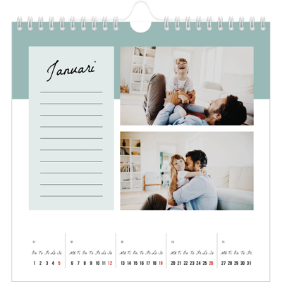 Årskalender kvadratisk — Kalenderlista [Januari]
