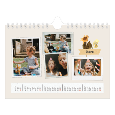 Fotokalender A5 Enkel — Retro scrapbooking [Mars]