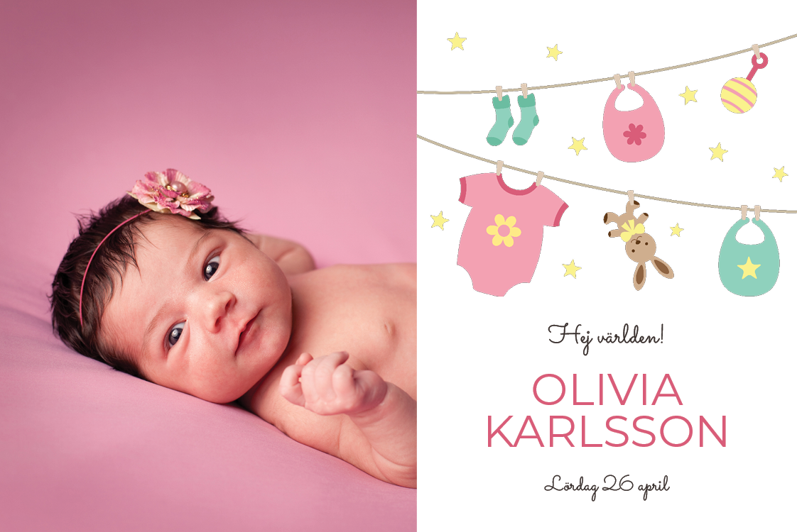 Inbjudningar — Rosa babykläder
