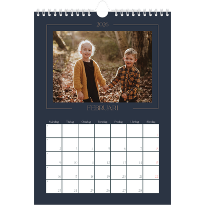 Fotokalender A4 Enkel (20 x 30 cm) — Preussisk blå [Februari]