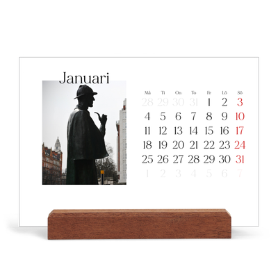 Skrivbordskalender med träställ - Liggande  — Min reseskildring [Januari]