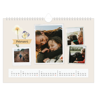 Fotokalender A4 Enkel — Retro scrapbooking [Februari]